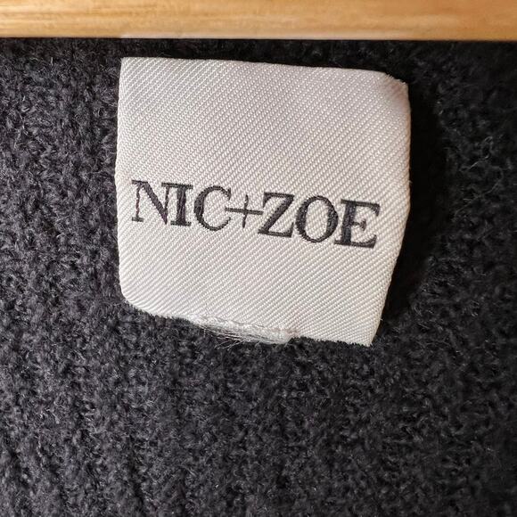 Nic + Zoe Sweater Womens Size XXL Black Onyx Cozy Up Twirl Open Front Cardigan - Picture 2 of 16